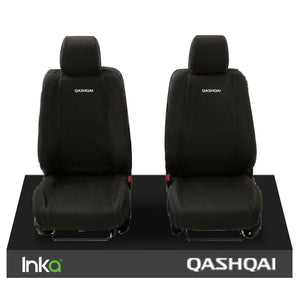 NISSAN QASHQAI MK2 Front Set Fully Tailored Waterproof Seat Covers - Embroidered Logo 2013-2020 ; Model J11 (Available In 2 Colours)